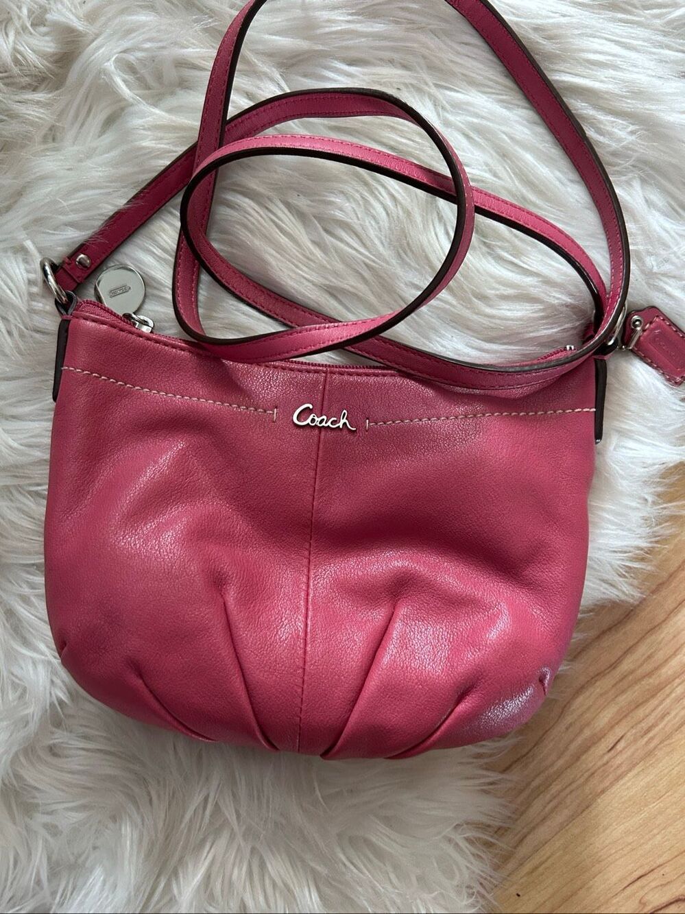 Coach Ashley Pleated Crossbody Swingpack Watermelon Light Blush Handbag